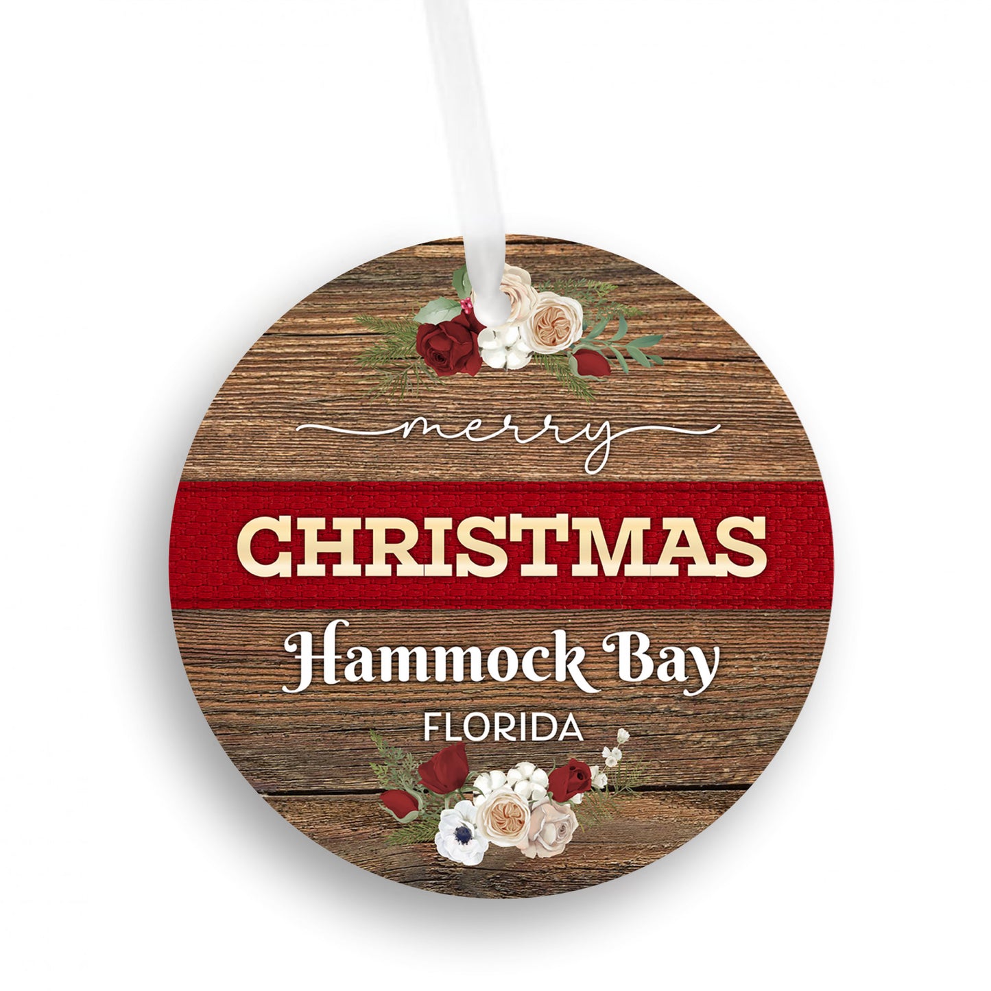 Merry Christmas Hammock Bay Florida Ornament