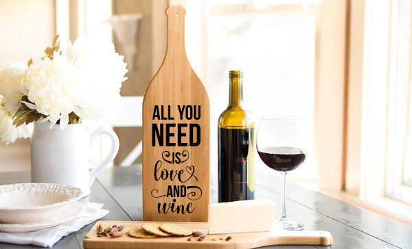 All You Need Is Love And Wine Cutting Board Wine Bottle Shaped