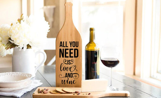 All You Need Is Love And Wine Cutting Board Wine Bottle Shaped
