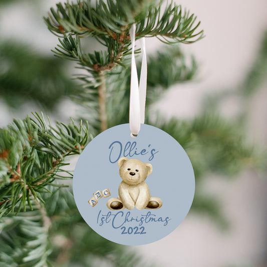 Personalized Bear 1st Christmas Ornament 2022