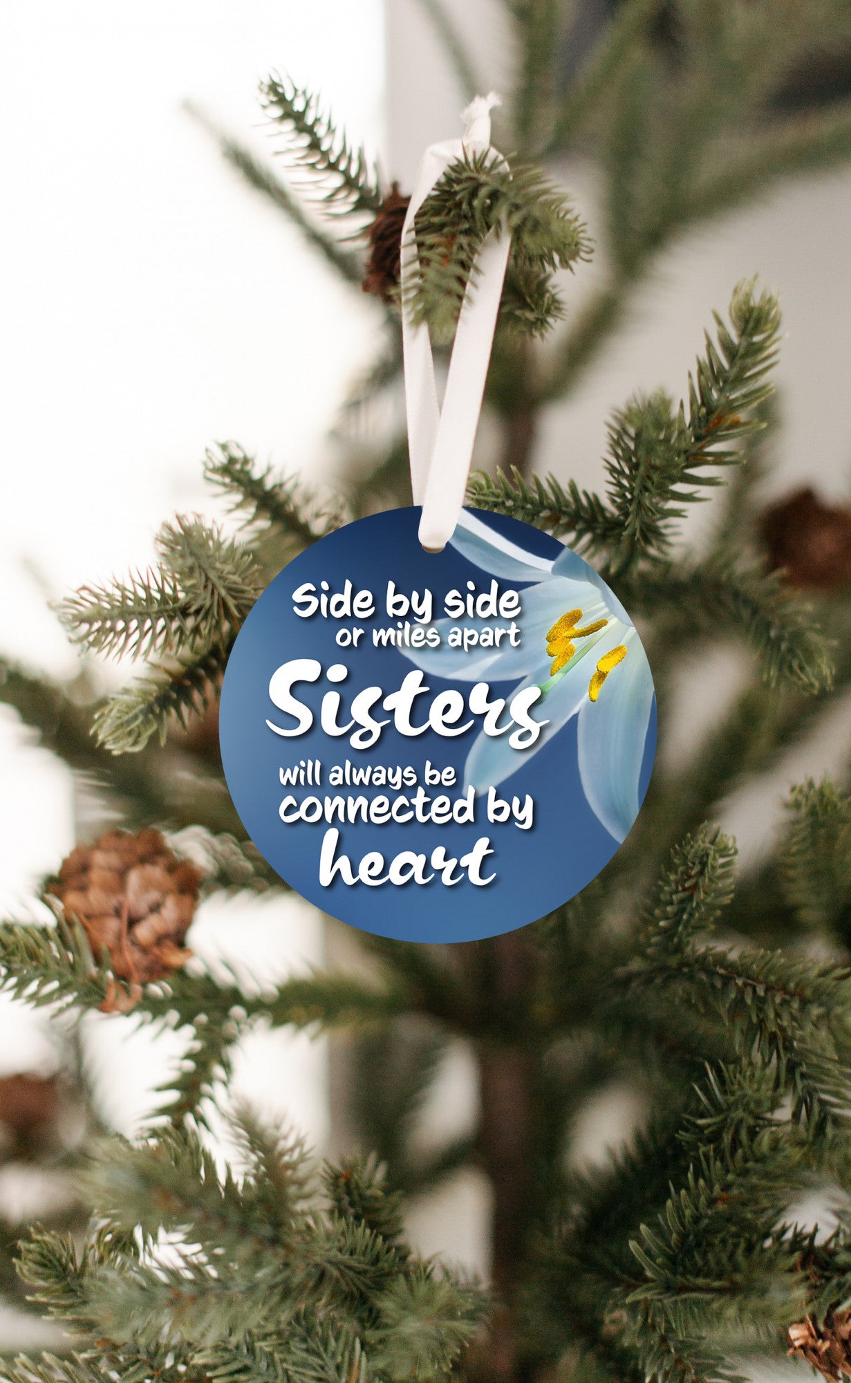 Sisters Are Connected By Heart Ornament